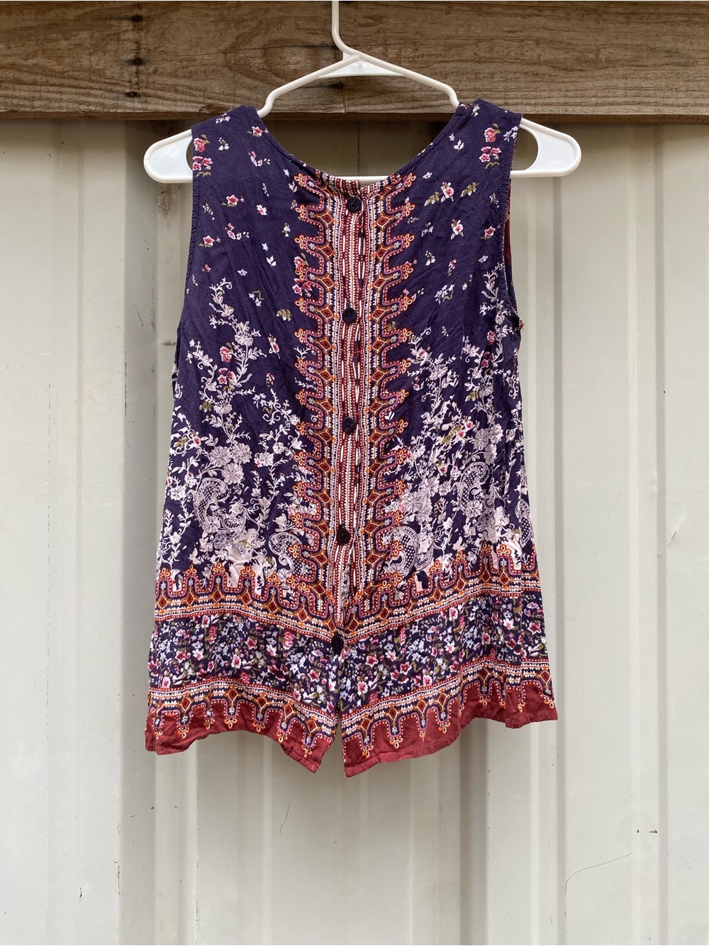 Artisan NY Navy Floral Print Sleeveless Top – Size M
